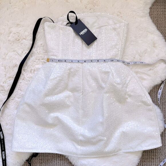 Heiress Sequin Corset Strapless Mini Dress XXS - White - Picture 3 of 4